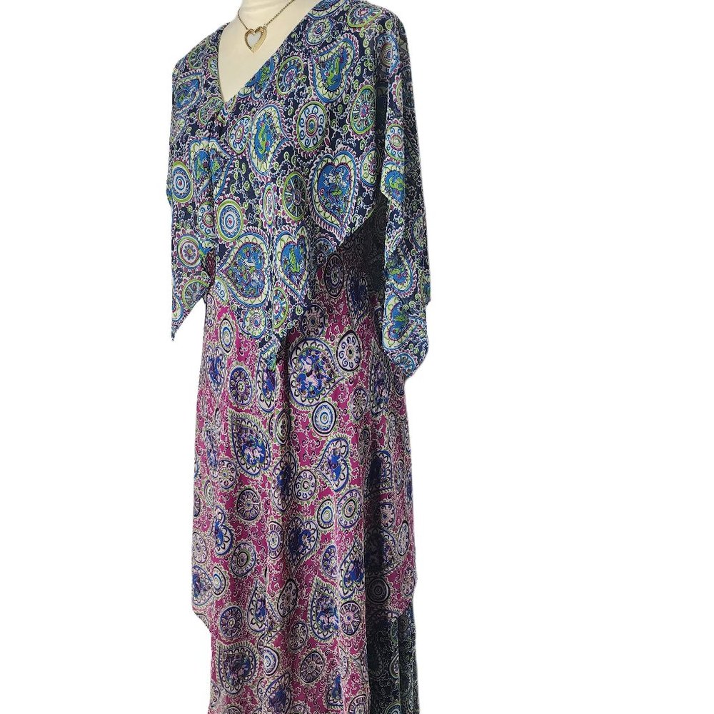 Vicky Tiel, Vintage. Tiered, Paisley Midi Dress. Size M